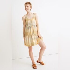 Madewell Yellow and White Checkered Mini Dress